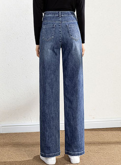 Fashion Women Jean Straight Pants