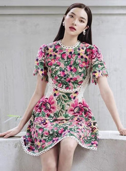 New Look Circle Trims Floral Print Mini Dresses