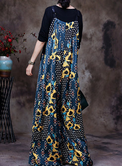 Summer Ethnic Print Patchwork Maxi Dresses