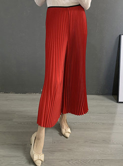 Summer Casual Pleated Wide Leg Pants