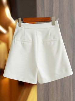 Women Commuter Short Straight Pants With Pockets
