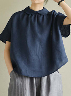 Women Minimalist Short Sleeve Loose Solid Color Tops