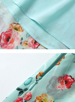Summer V-Neck Tie Waist Floral Dresses