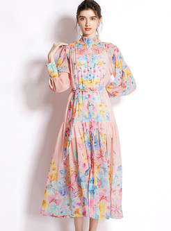 Long Sleeve Floral Print Maxi Dress