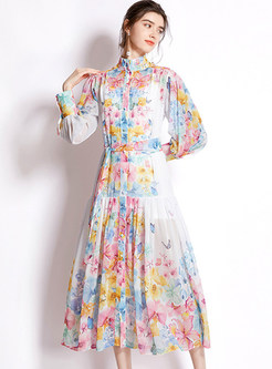 Long Sleeve Floral Print Maxi Dress