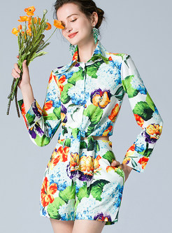 Pretty Allover Print Summer Pant Suits