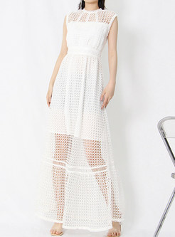 Sexy Cutout White Long Dresses
