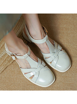 Round Toe Square Heel Sandals for Women