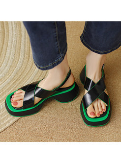 Open Toe Cross Straps PU Platform Shoes for Women