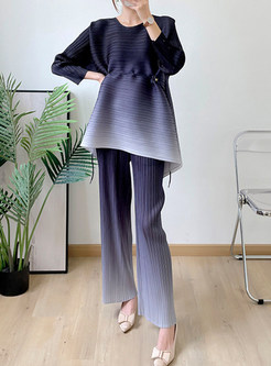 Long Sleeve Gradient Pant Suits Plus Size For Women