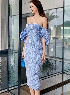 Topshop Off-The-Shoulder Geometric Corset Dresses