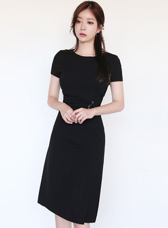 Office Short Sleeve Solid Color Cocktail Dresses