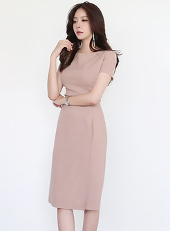 Office Short Sleeve Solid Color Cocktail Dresses