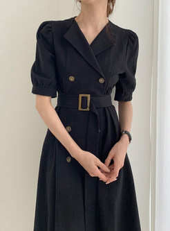 Notched Collar Fashion Double-Breasted Blazer Dresses