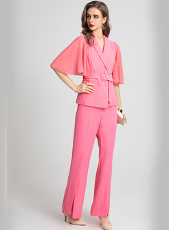 Hot Circular Cape Evening Pant Suits For Ladies