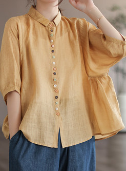 Solid Color Half Sleeve Oversized Blouses For Women