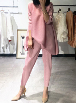 Womens Half Sleeve Loose Holiday Pant Suits