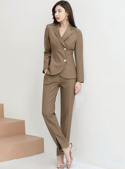 Stylish Side Buckle Dressy Pant Suits For Women