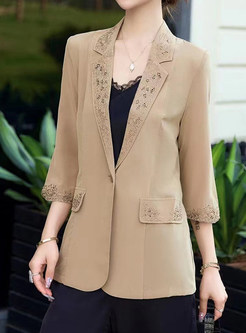 Embroidered Half Sleeve Blazers For Business Casual Women