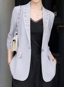 Embroidered Half Sleeve Blazers For Business Casual Women