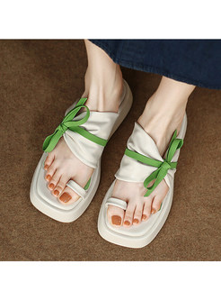 Square Toe Platform Thong Women Shoes