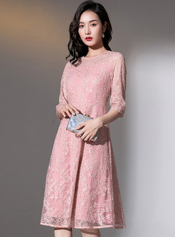 Premium Lace Embroidered Half Sleeve Girls Dresses