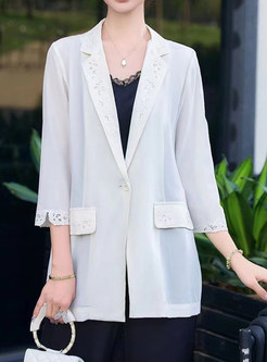 Large Lapels Embroidered Blazers For Business Casual Women