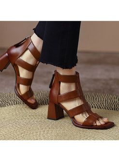 Square Toe Open Toe Square Heel Sandals For Women