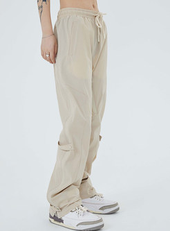 Casual Drawcord Waist Vintage Lounge Pants For Women