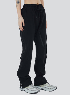 Casual Drawcord Waist Vintage Lounge Pants For Women