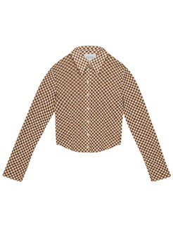 Women's Slim Checkerboard Button-Front Shirts