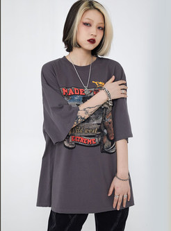 Retro Printed Oversize T Shirts For Women