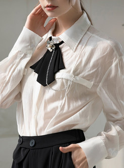 Long Sleeve Bow Tie Neck Work Blouses For Business Casual Women