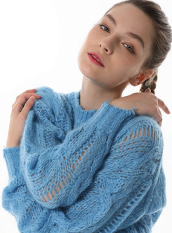 Womens Long Sleeve Wool Crop Sweaters