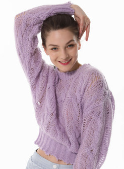 Womens Long Sleeve Wool Crop Sweaters