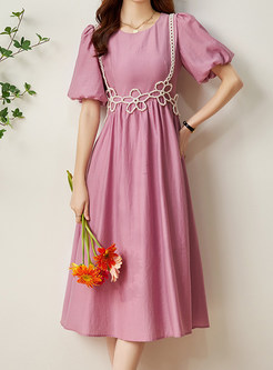 Flare Sleeve Beading Decoration Sweet & Cute Cocktail Dresses