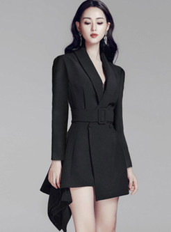 Fashion Premium Asymmetrical Gathered Waist Blazer Dresses