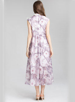 Fashion 3D Flowers Splicing Sleeveless Maxi Dresses