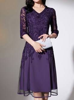 Half Sleeve Water Soluble Lace Cocktail Dresses