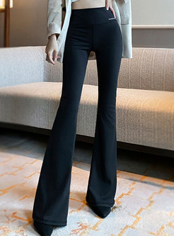 Solid Color High Waisted Womens Bell Bottom Pants