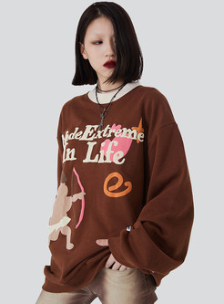 Thick Printed Plus Size Pullovers Sweatshirts