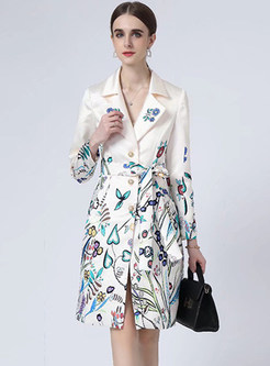 Luxe Rhinestone Floral Print Womens Coats