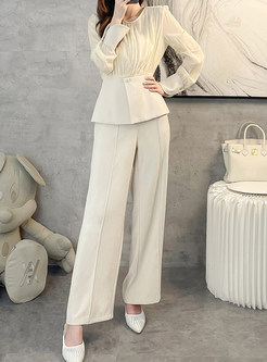 Elegant Pullovers Long Sleeve Tops & Baggy Pants Sets