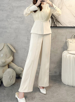Elegant Pullovers Long Sleeve Tops & Baggy Pants Sets
