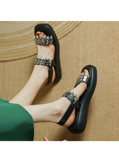 Casual Platform Shiny Sandals For Women