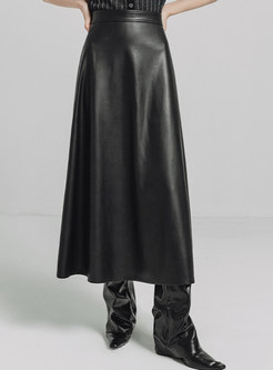 Elegant High Waisted Leather Skirts