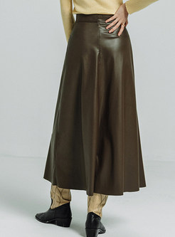 Elegant High Waisted Leather Skirts