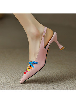 Colorful Striped Pointed Toe High Heels For Women