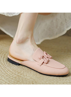 Women's Round Toe Genuine Leather Flat Shoes
