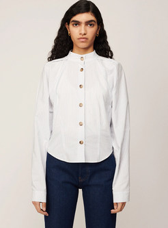 Button Down Striped Blouses For Women